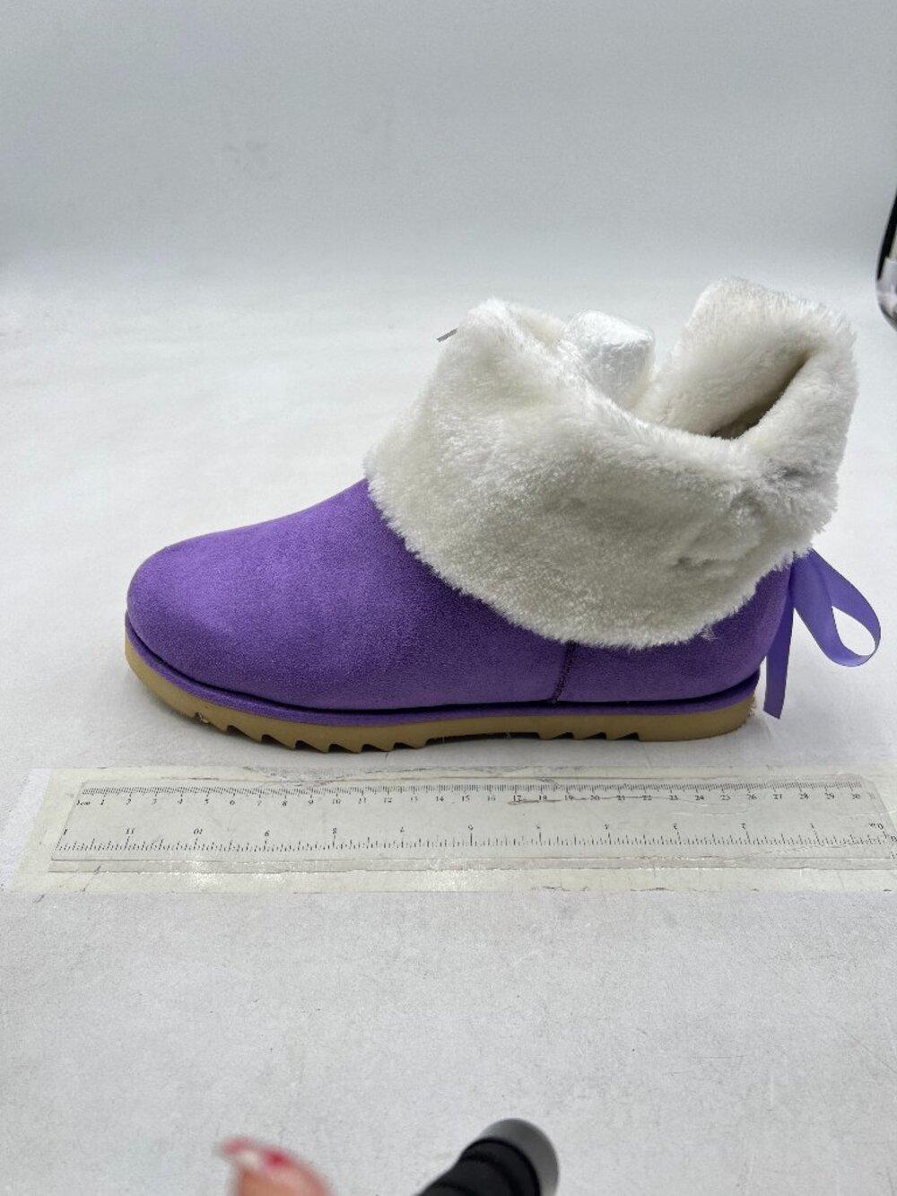 Purple Women Cute Round Toe Ankle Snow Boots Comfy Low Heels Warm Fur Shoe